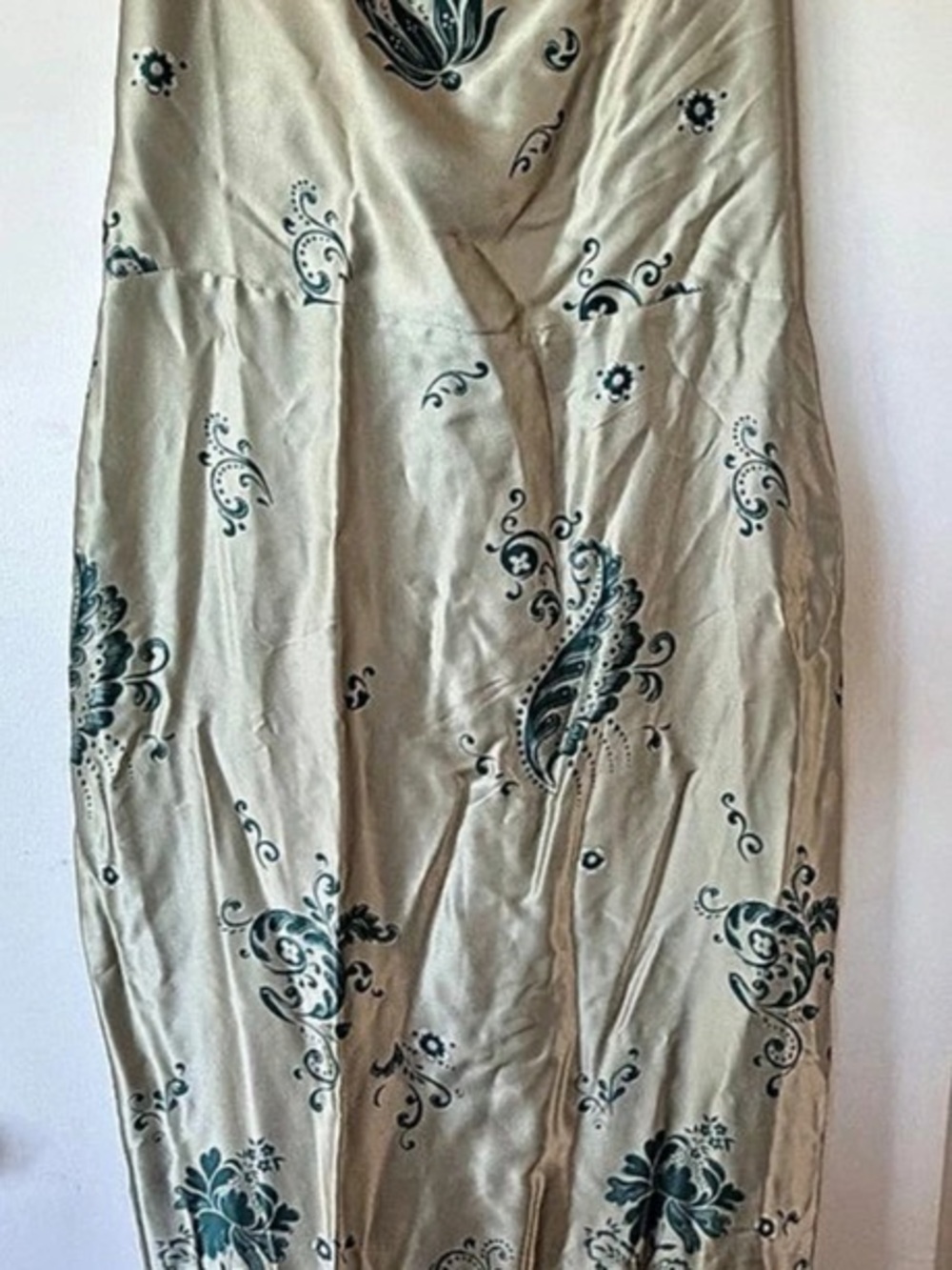 Reformation Silk Paisley Maxi Dress in Green & Cream Size 12 NWT